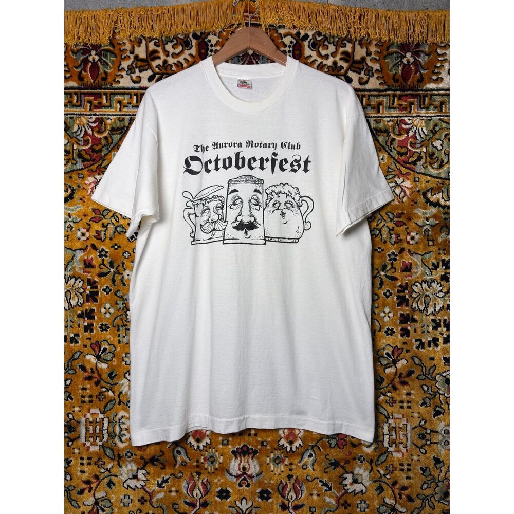 Vintage 1993 Aurora Octoberfest Graphic Silk Screen Single Stitch Tee XL